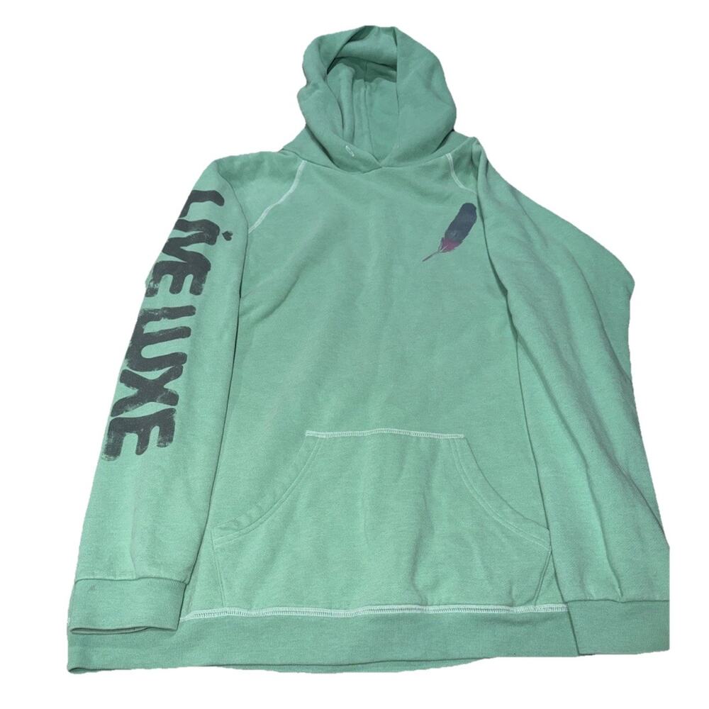 Victoria’s Secret Plush & Lush Mint Feather Graphic Hoodie Sweatshirt Size L
